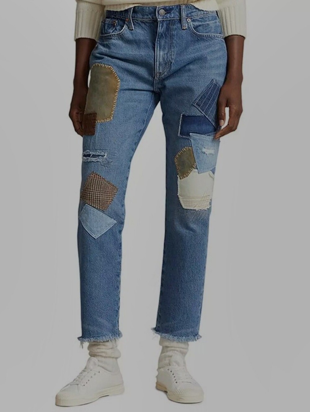 Polo Ralph Lauren Slim Boyfriend Patchwork Distressed Jeans Size 32 - 37" Waist